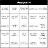 Anagrams - 250 Music Bingo Cards