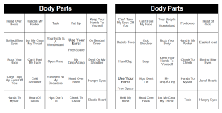 Body Parts - 250 Music Bingo Cards