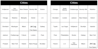 Cities - 250 Music Bingo Cards