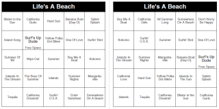 Life's A Beach - 250 Music Bingo Cards