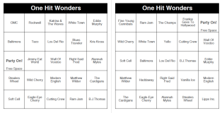 One Hit Wonders - 250 Music Bingo Cards