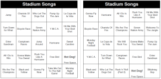 Stadium Songs - 250 Music Bingo Cards