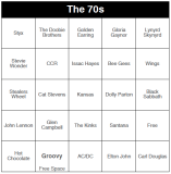 The 70s - 250 Music Bingo Cards