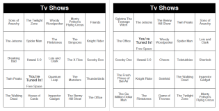 TV Shows 1 - 250 Music Bingo Cards