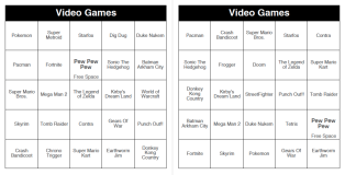 Video Games - 250 Music Bingo Cards