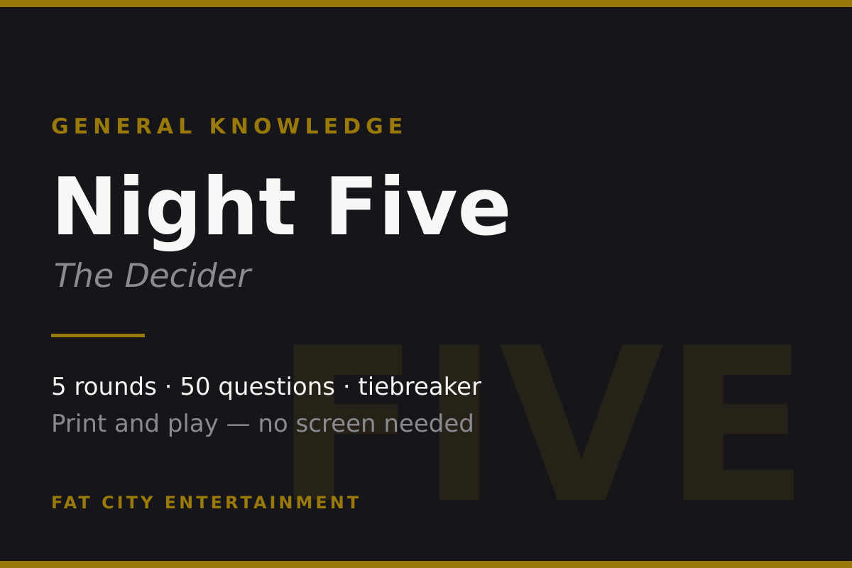 General Knowledge Night Five — Print and Play Trivia Show