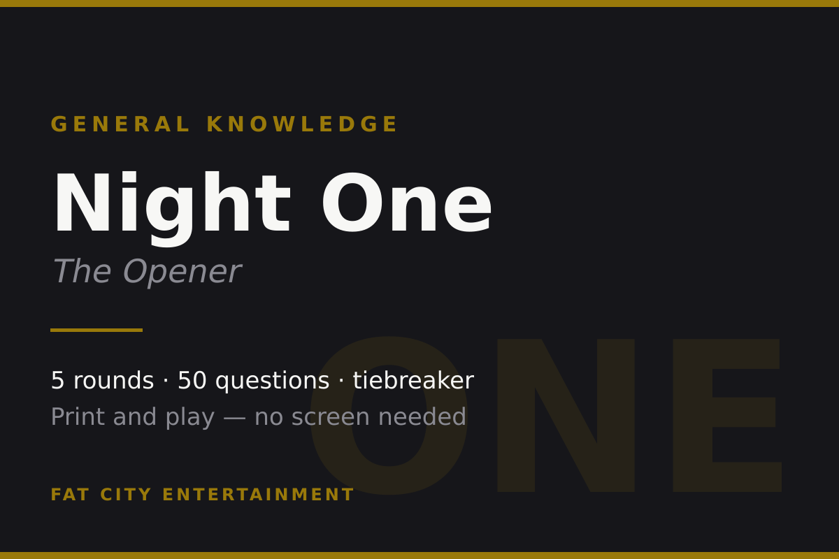 General Knowledge Night One — Print and Play Trivia Show