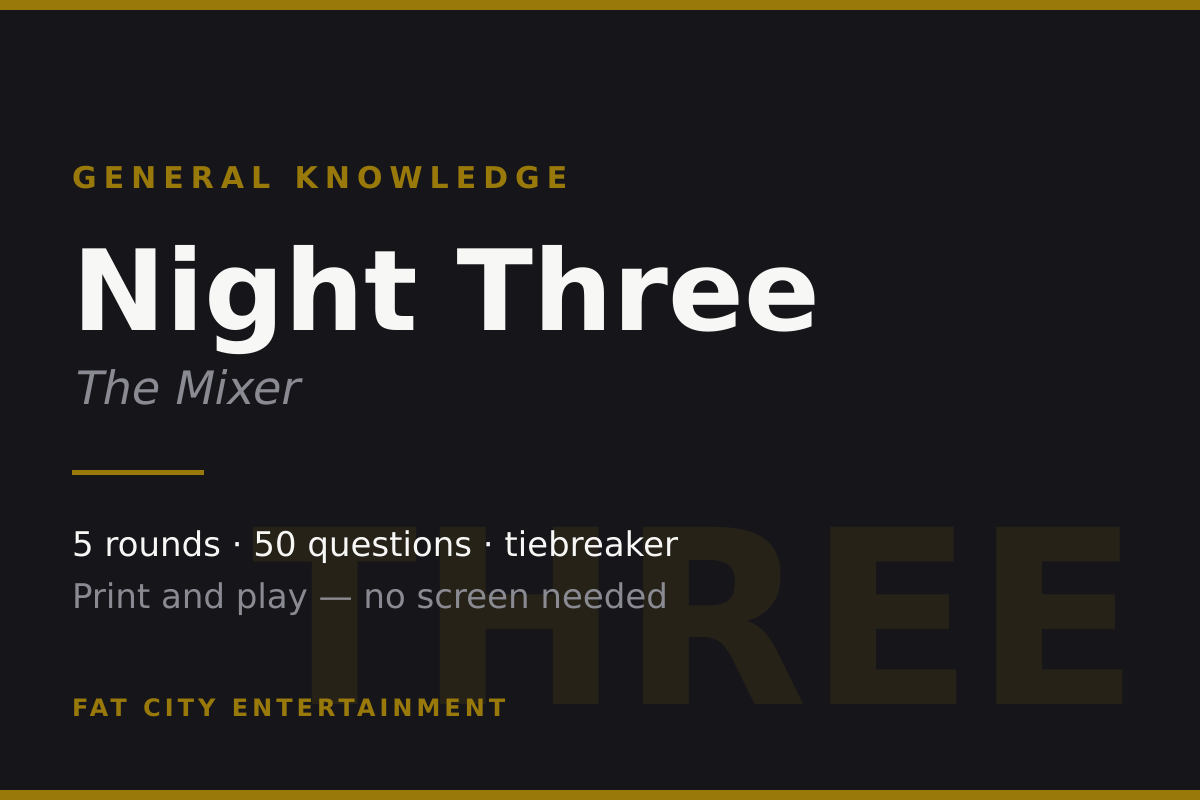 General Knowledge Night Three — Print and Play Trivia Show