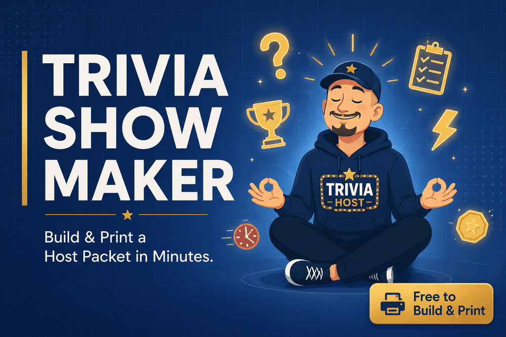 Trivia Show Maker — build & print a host packet in minutes